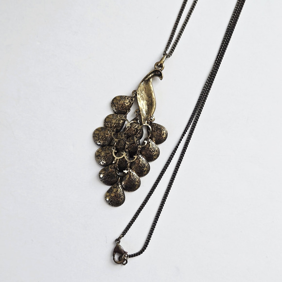 Peacock Chandelier Pendant Necklace Colorful Stones Boho Festival Cocktail Retro - Picture 9 of 12